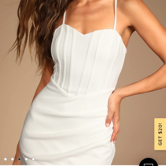 Contemporary Curves White Tulip Hem Bodycon Mini Dress - Picture 3 of 4